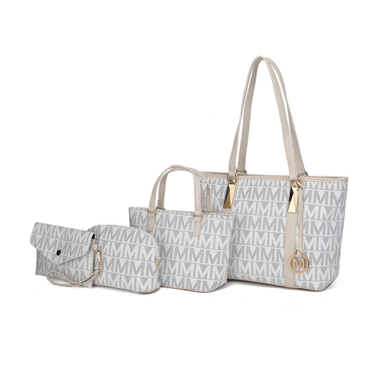 Marimar Women'S Tote Bag with Pouch and Wristlet, Signature 4 Piece Set by Mia K - White