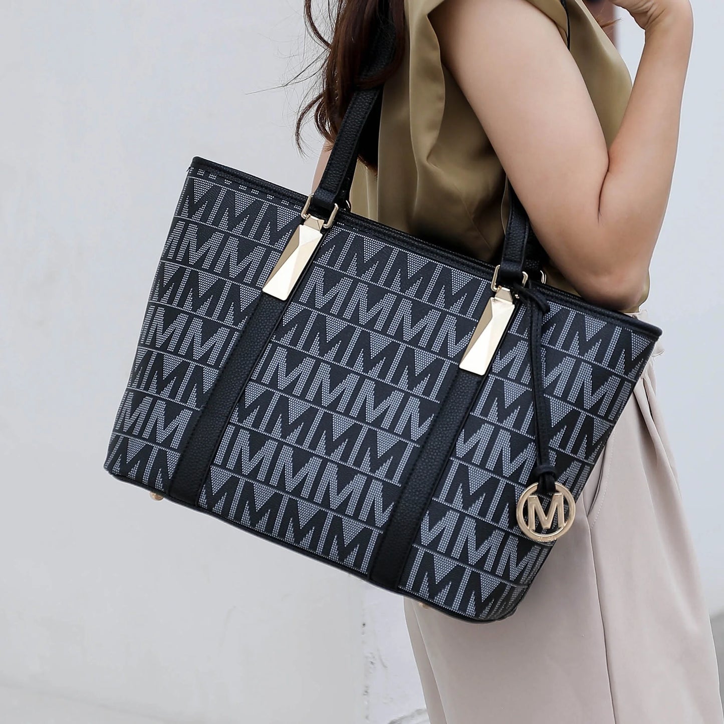Marimar Women'S Tote Bag with Pouch and Wristlet, Signature 4 Piece Set by Mia K - White